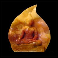Definitive Sukhothai Buddha With  "Earth  Witness" Mudra, Backed On a Bodi Leaf