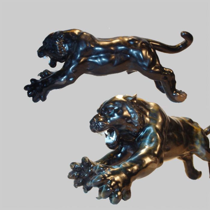 Stunningly Fearsome Tiger Attacking: Faberge-Style Multiple Gems