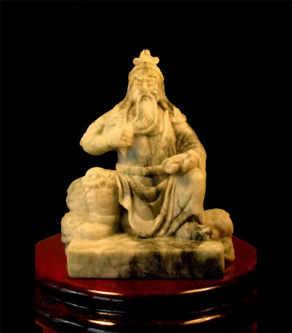 SOLD: Masterful QUAN OH (God of Justice) Strokes His Beard While Pondering Legal Scrolls