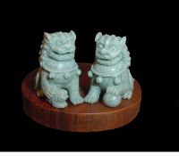 SOLD: Auspicious Pair of Traditional Chinese Guardian Lions (Fu Dogs)