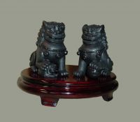 SOLD: Suqerbly Detailed Pair of Traditional Chinese Guardian Lions (Fu Dogs)